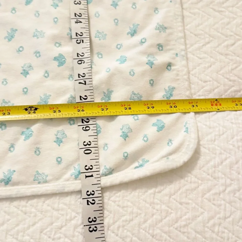 Carters Vtg Baby Blanket Cotton 2 Ply Cats Dogs Bunnies + Terry Burp Cloth Lovey